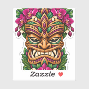 Orchid Flame Tiki 3x3 Custom-Cut Vinyl Sticker