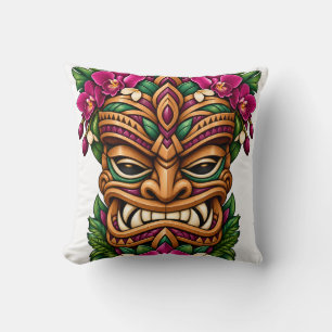 Orchid Flame Tiki Throw Pillow