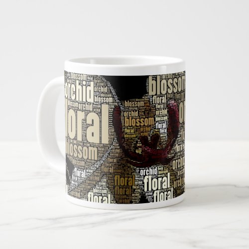 Orchid Floral Blossom Over Black Word Cloud Giant Coffee Mug