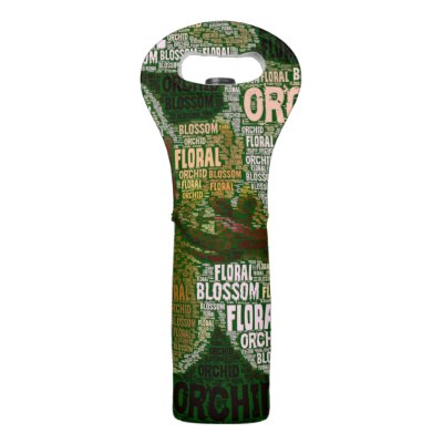 Orchid Floral Blossom Typography Word Collage Wine Bag