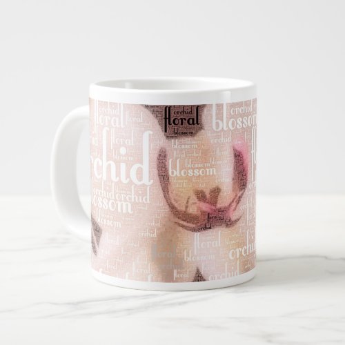 Orchid Floral Blossom Word Cloud Large Coffee Mug