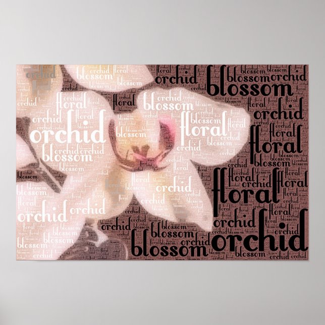 Orchid Floral Blossom Word Cloud Poster (Front)