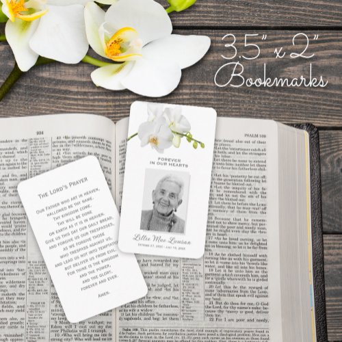 Orchid Floral Funeral Memorial Prayer Photo Card