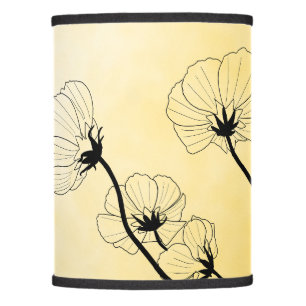 orchid floral line art on yellow lamp shade