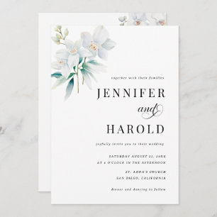Orchid Floral Minimal Plain All in One Wedding Invitation