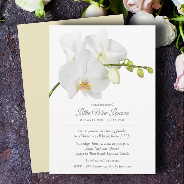 Orchid Floral Remembrance Celebration Invitation (Creator Uploaded)