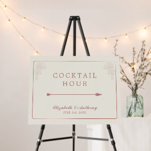 Orchid Floral Wedding Cocktail Hour Sign