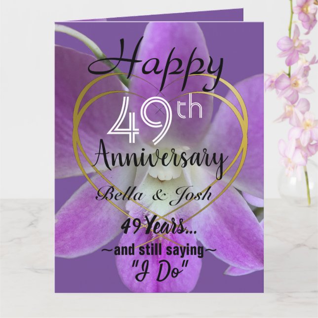 Orchid Flower 49th Wedding Anniversary Card (Orchid)