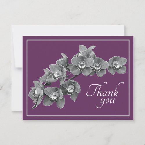 Orchid Flower BlackWhite Mauve Backdrop Thank You Postcard