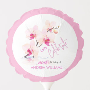 Orchid Flower Blossoms 60th Birthday Balloon
