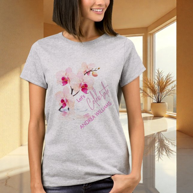 Orchid Flower Blossoms 60th Birthday Name T-Shirt (Creator Uploaded)