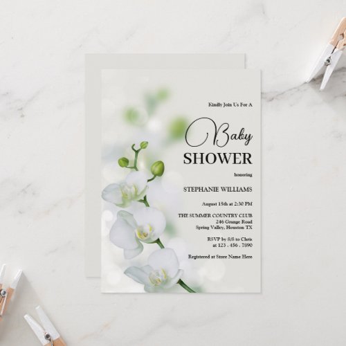 Orchid Flower Blossoms Baby Shower Invitation