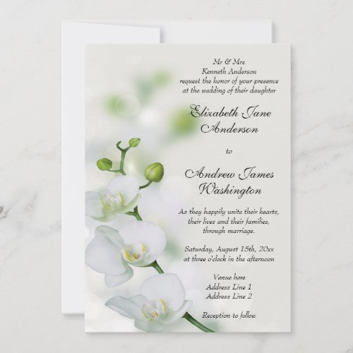 Orchid Flower Blossoms Wedding Invitation