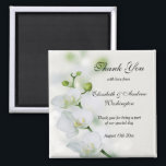 Orchid Flower Blossoms Wedding Magnet<br><div class="desc">Beautiful romantic, floral Wedding Thank You Magnet with a printed image of white Orchid blossoms on a pretty grey/white bokeh background. Pretty classy and sophisticated design for Weddings. All text is fully customizable to meet your requirements. If you would like help to customize, or would like matching products, please contact...</div>