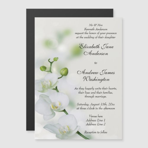 Orchid Flower Blossoms Wedding Magnetic Invitation