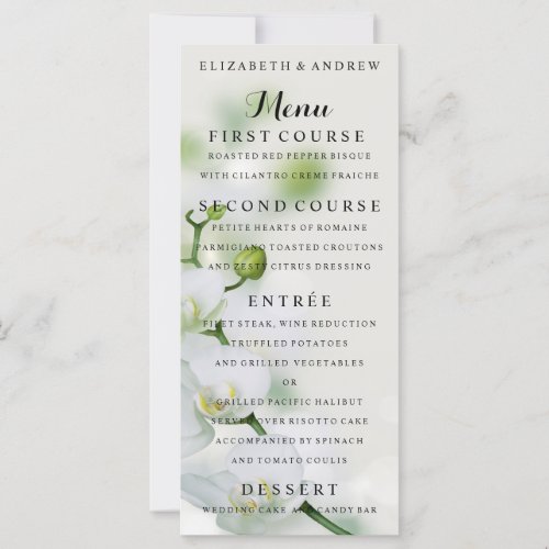 Orchid Flower Blossoms Wedding Menu