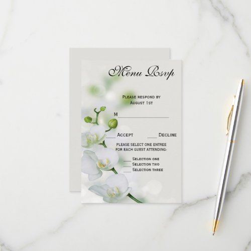 Orchid Flower Blossoms Wedding Menu RSVP