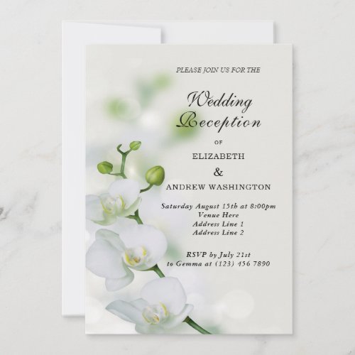 Orchid Flower Blossoms Wedding Reception Invitation