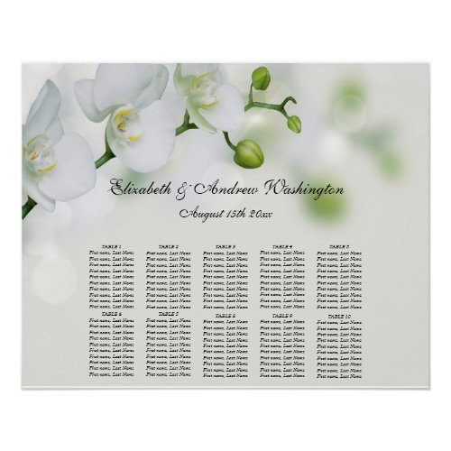 Orchid Flower Blossoms Wedding Seating Chart