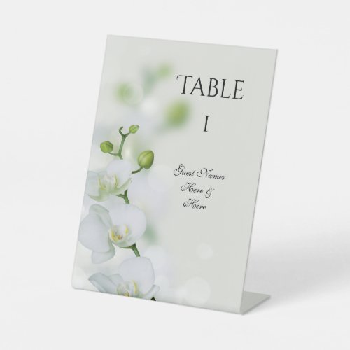 Orchid Flower Blossoms Wedding Table Number Pedestal Sign