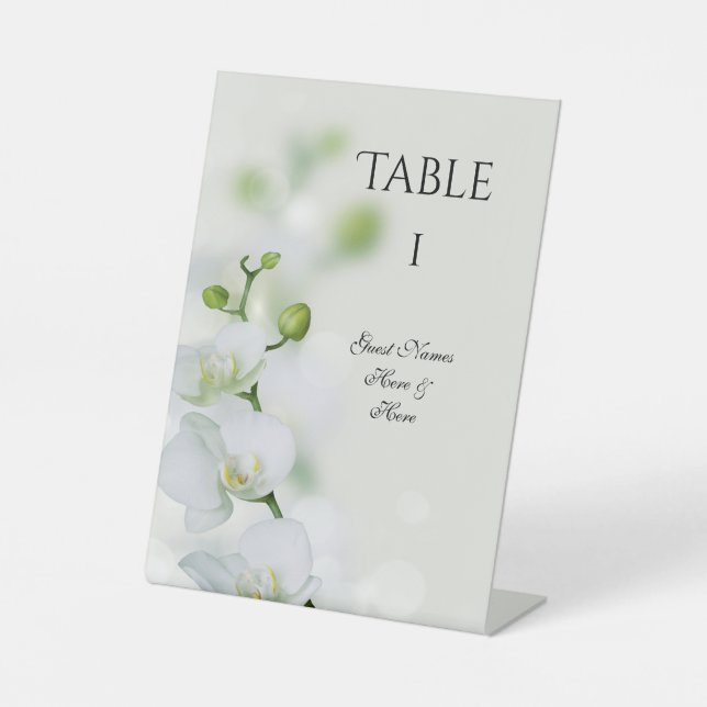 Orchid Flower Blossoms Wedding Table Number Pedestal Sign (Front)