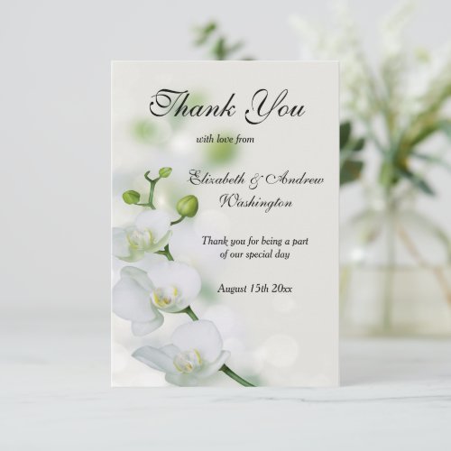 Orchid Flower Blossoms Wedding Thank You Card