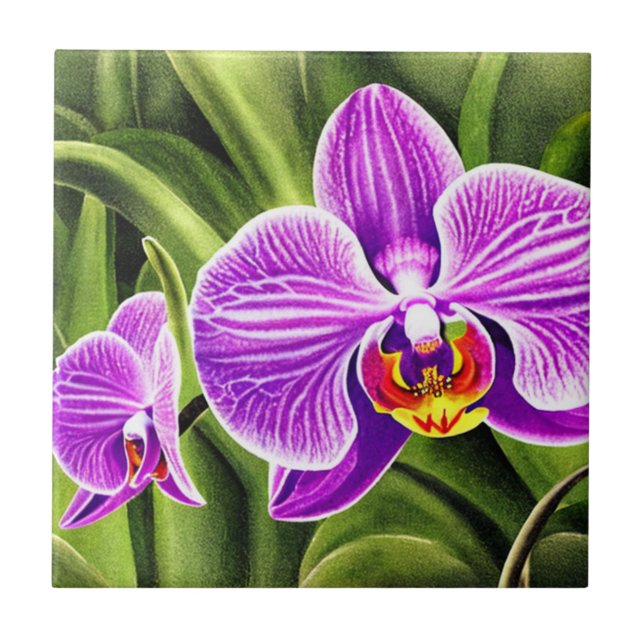 Orchid Flower Decorative Floral Ceramic Tiles (Front)