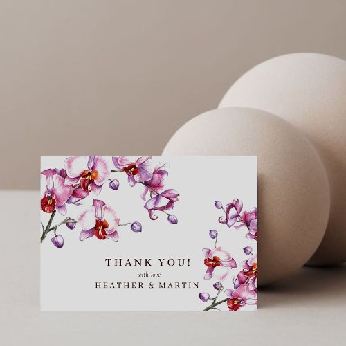 Orchid Flower Elegant Botanical Garden Thank You Card
