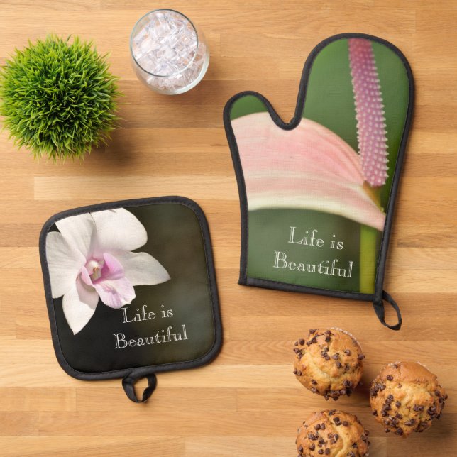 Orchid Flower Kauai, Hawaii Oven Mitt & Pot Holder Set (Top Down)