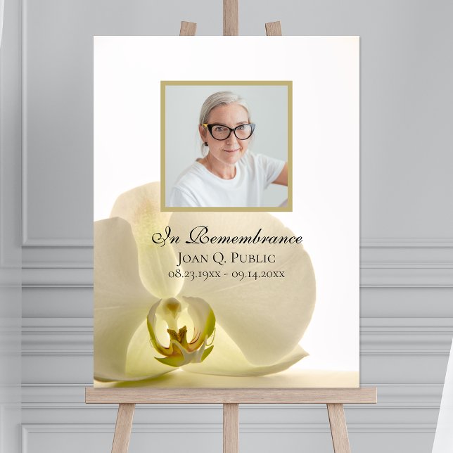 Orchid Flower on White Celebration of Life Funeral Foam Board (Creator Uploaded)