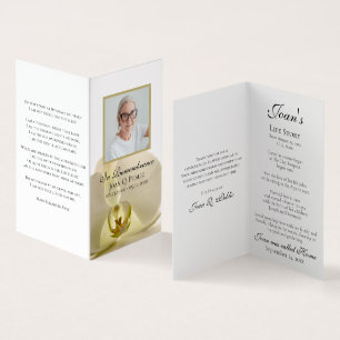 Orchid Flower on White Funeral Memorial Prayer Business Card