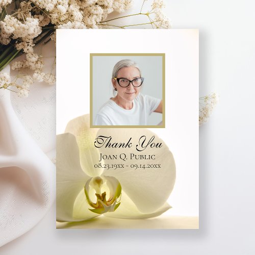 Orchid Flower on White Funeral Memorial Sympathy Thank You Card