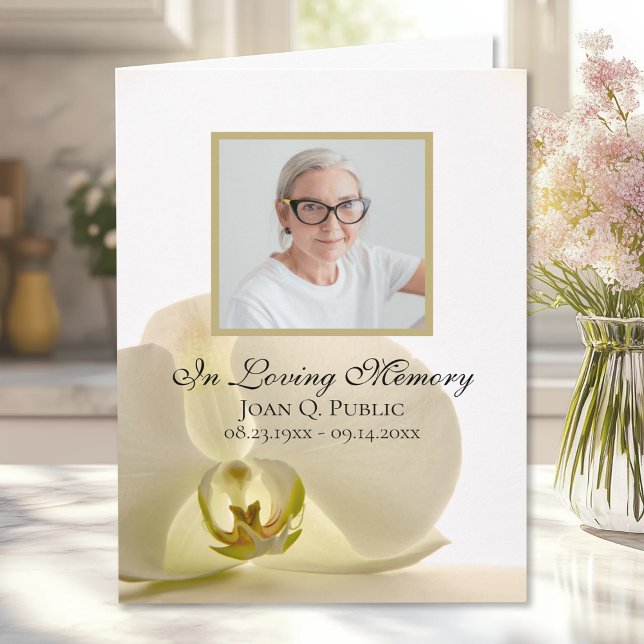 Orchid Flower on White Funeral Sympathy Thank You (Creator Uploaded)