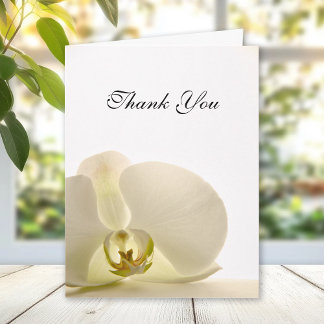 Orchid Flower on White Funeral Sympathy Thank You Card