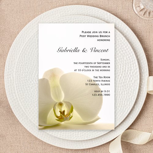 Orchid on White Post Wedding Brunch Invitation
