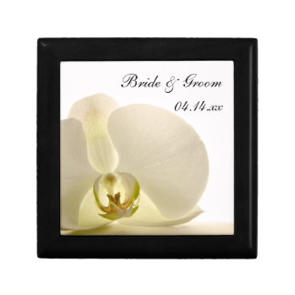 Orchid Flower on White Wedding Gift Box