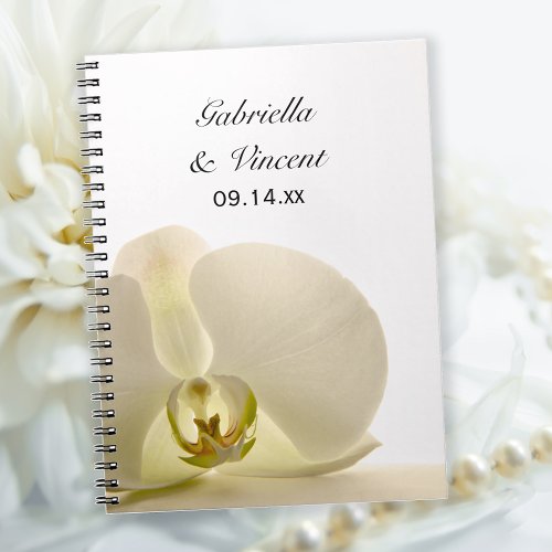 Orchid Flower on White Wedding Notebook