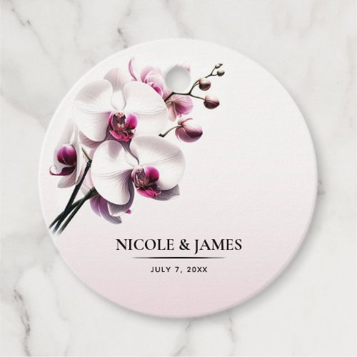 Orchid Flower Pink  White Wedding Favor Tags