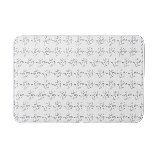 Orchid Flower Plant Pattern Design Bath Mat (Front)