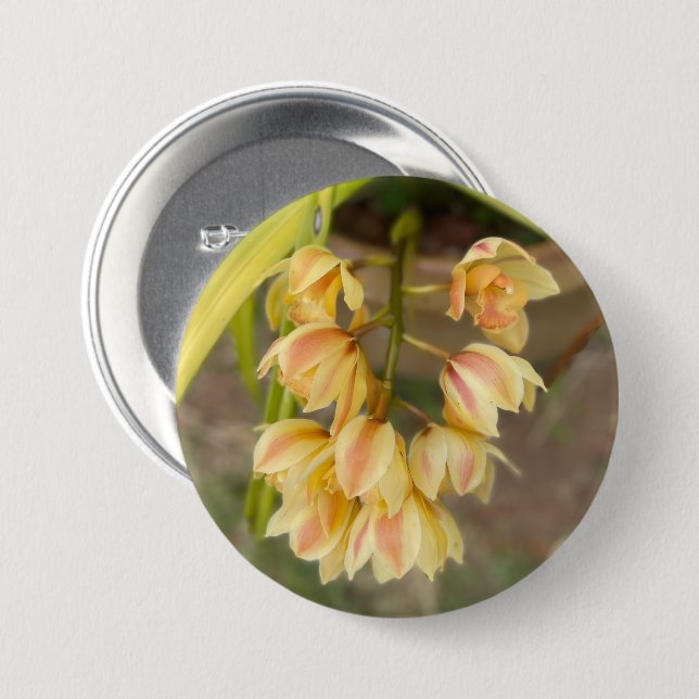 Orchid Flower Sticker Button (Front & Back)