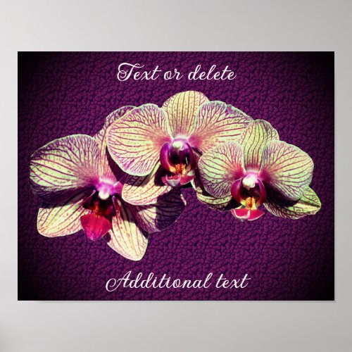 Orchid Flower Trio Add Your Own Text Poster