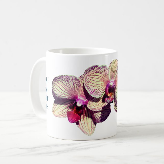 Orchid Flower Trio Personalized Coffee Mug (Front Left)