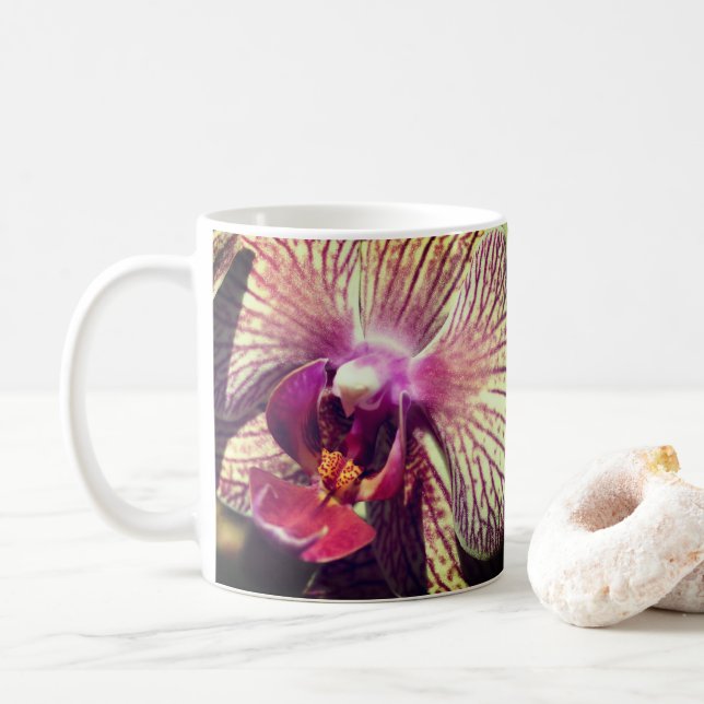 Orchid Flower Up Close  Coffee Mug (With Donut)