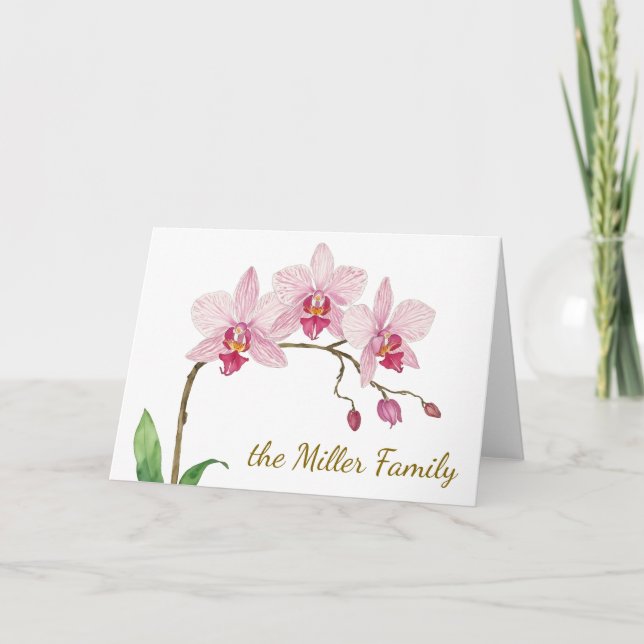 Orchid Flower Watercolor Card (Front)