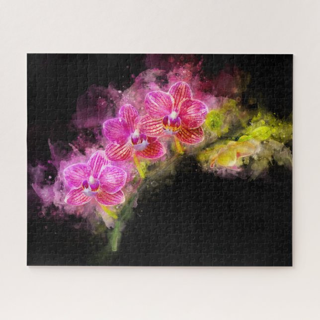 Orchid flower watercolor - pink bb 01 jigsaw puzzle (Horizontal)