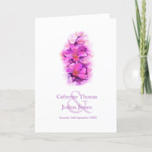Orchid flower watercolor purple pink Wedding Program