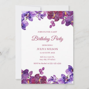 Orchid flowers Birthday Party Invitation