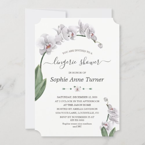 Orchid Flowers Bloom Calligraphy Lingerie Shower Invitation
