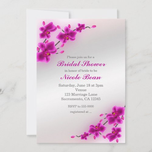 Orchid Flowers Elegant Floral Bridal Shower Invitation