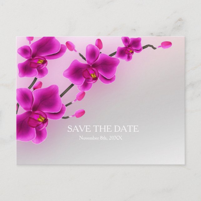 Orchid Flowers Elegant Floral Save the Date Announcement Postcard (Front)